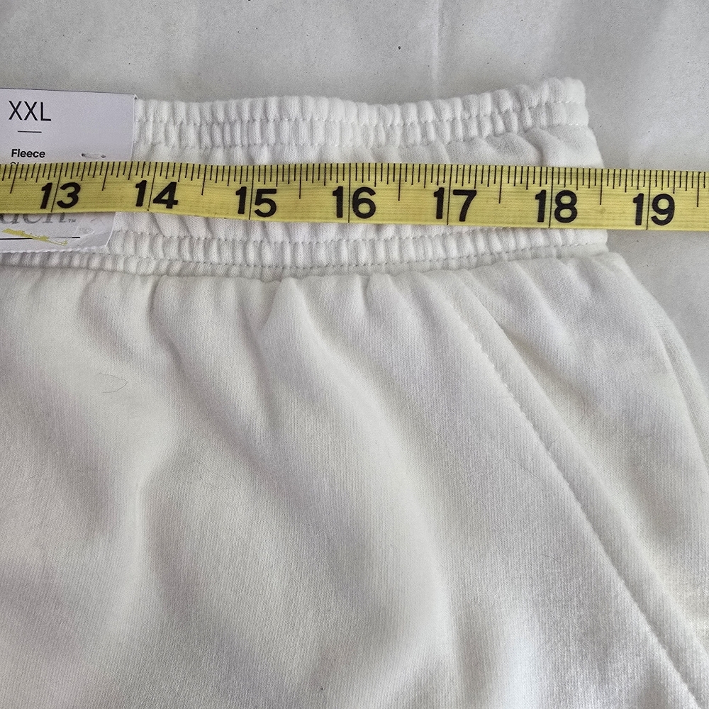 NWT Auden White Fleece Stretch Athletic Shorts Size XXL Elastic Drawstring - Picture 6 of 10